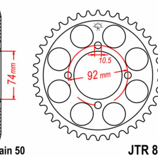 Corona JT SPROCKETS acero estándar 848 - Paso 530
