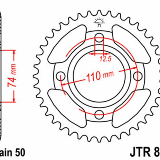 Corona JT SPROCKETS acero estándar 854 - Paso 530