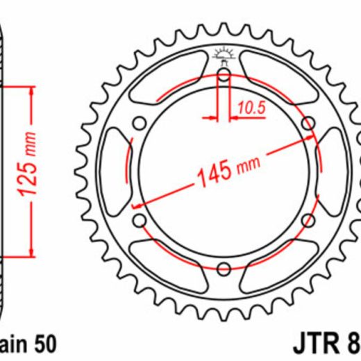 Corona JT SPROCKETS acero estándar 865 - Paso 530
