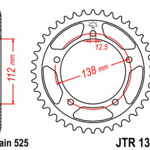 Corona trasera JT SPROCKETS 525 acero ST 1304