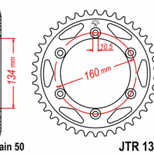 Corona JT SPROCKETS acero estándar 1306 - Paso 530