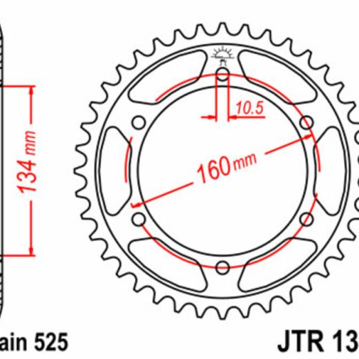 Corona JT SPROCKETS acero estándar 1307 - Paso 525