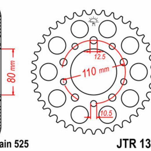 Corona trasera JT SPROCKETS 525 acero ST 1332