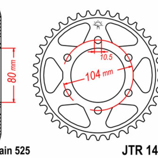 Corona JT SPROCKETS acero estándar 1489 - Paso 525