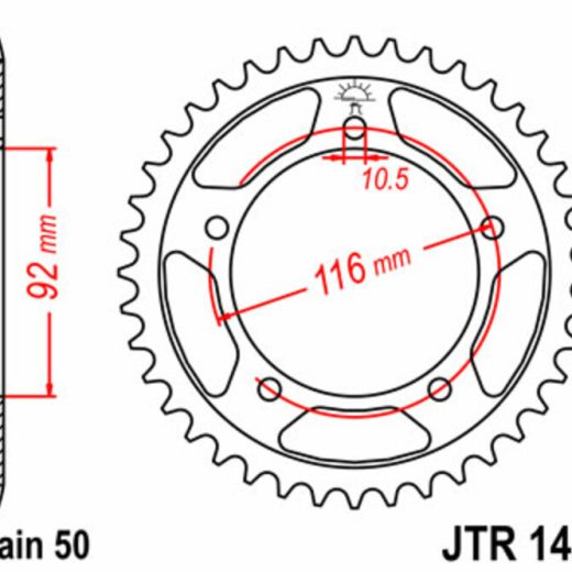 Corona JT 1493 de acero con 42 dientes