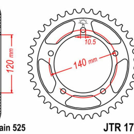 Corona trasera JT SPROCKETS 525 acero ST 1792