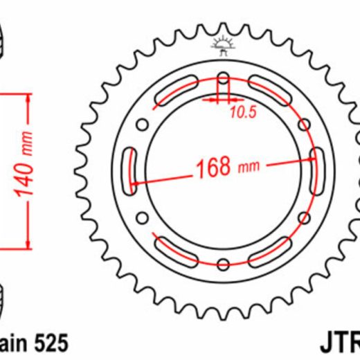 Corona JT 3 de acero con 47 dientes