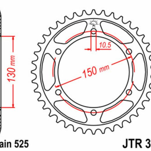 Corona JT SPROCKETS acero estándar 300 - Paso 525