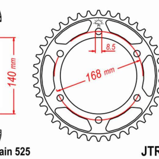 Corona JT SPROCKETS acero estándar 6 - Paso 525