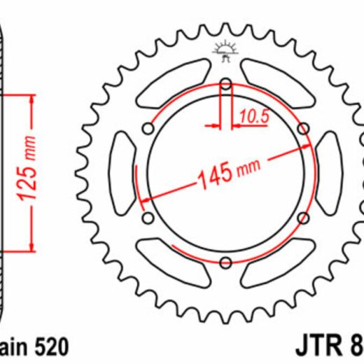 Corona JT SPROCKETS acero estándar 855 - Paso 520