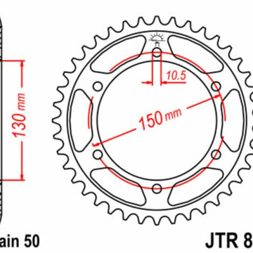 Corona JT SPROCKETS acero estándar 859 - Paso 530