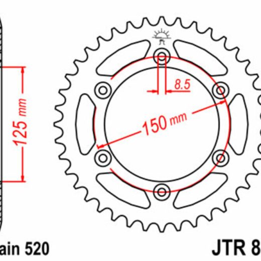 Corona JT SPROCKETS acero estándar 897 - Paso 520