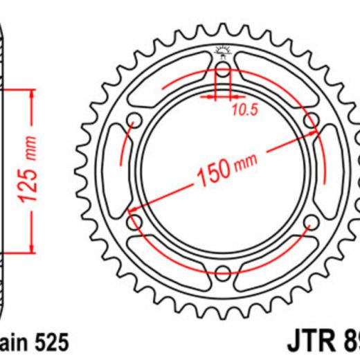 Corona JT SPROCKETS acero estándar 899 - Paso 525