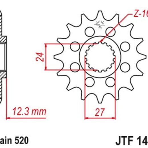 Piñón JT 1444 de acero con 17 dientes