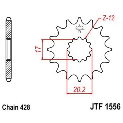 Piñon JT 1556 de acero con 12 dientes