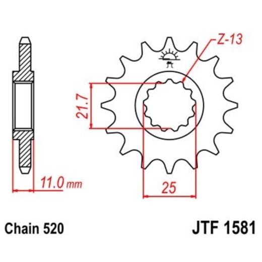 Piñón JT 1581 de acero con 17 dientes