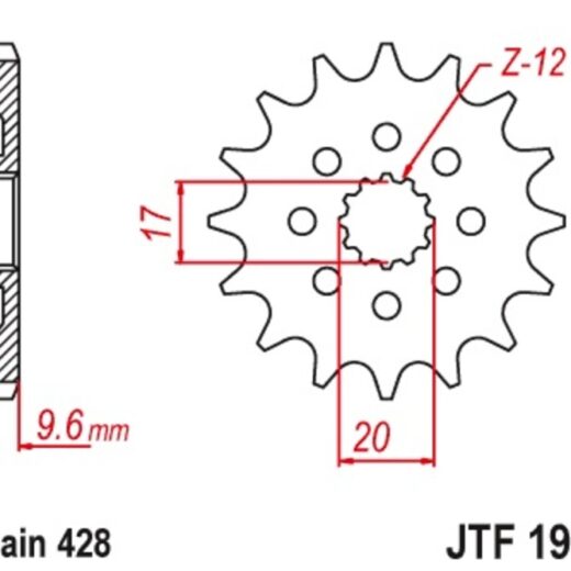 Piñon JT 428 de acero con 13 dientes KTM SX85