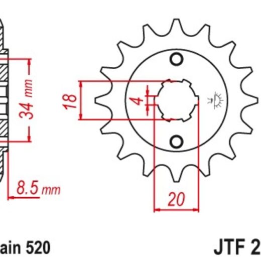 Piñón JT 270 de acero con 12 dientes GOES 125 / Honda 125