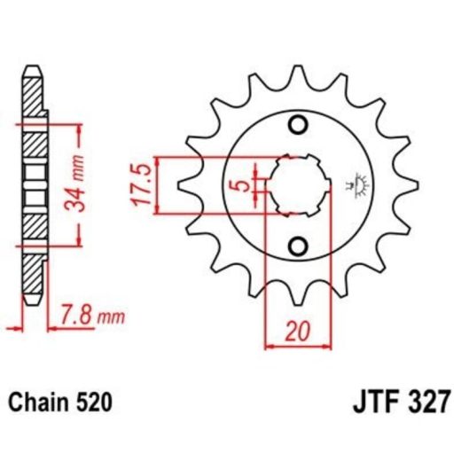 Piñón JT SPROCKETS acero estándar 327 - Paso 520