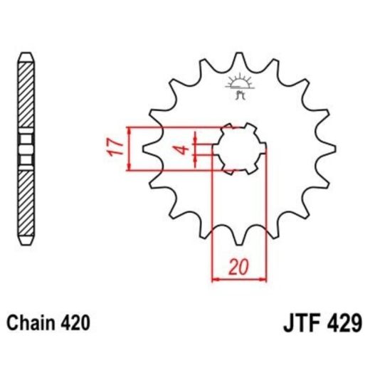 Piñon JT 429 de acero con 12 dientes