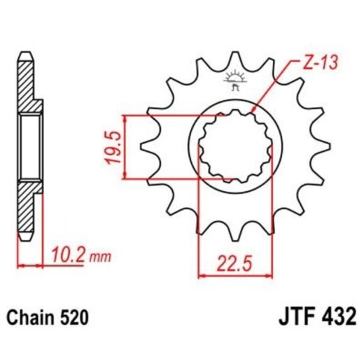 Piñon JT 432 de acero con 12 dientes