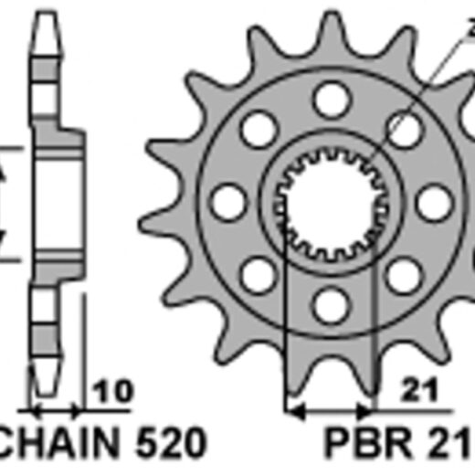 Piñón PBR acero estándar 2160 - 520