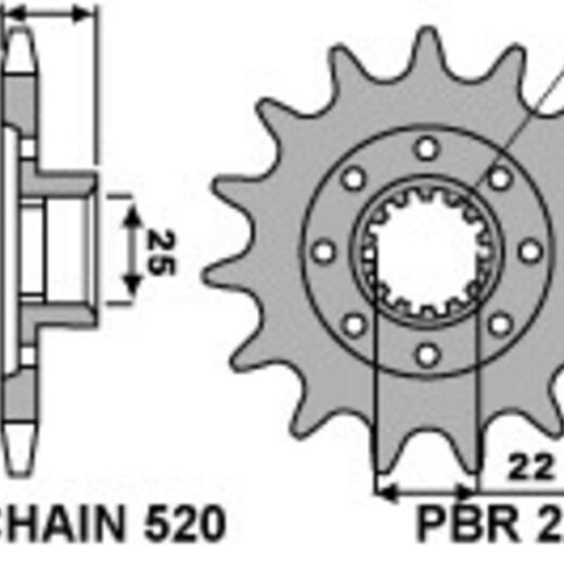 Piñón PBR acero estándar 2252 - 520