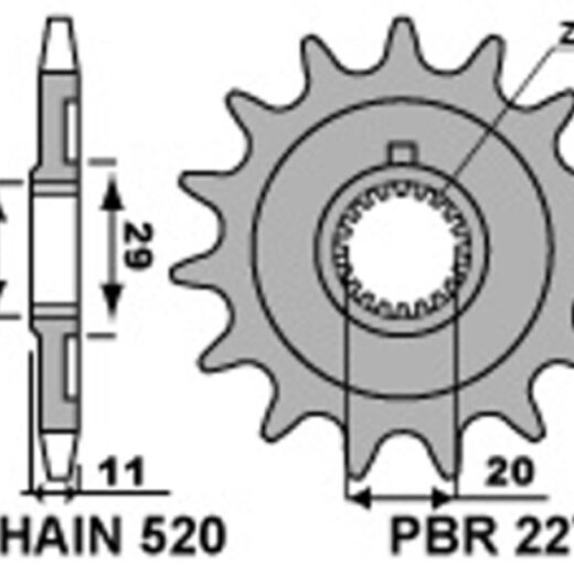 Piñón PBR acero estándar 2275 - 520