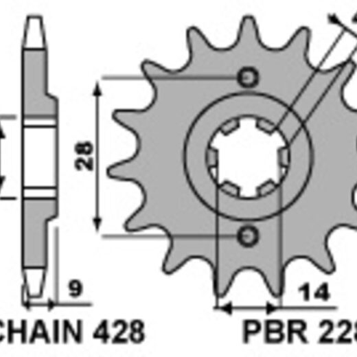 Piñón PBR acero estándar 2289 - 428