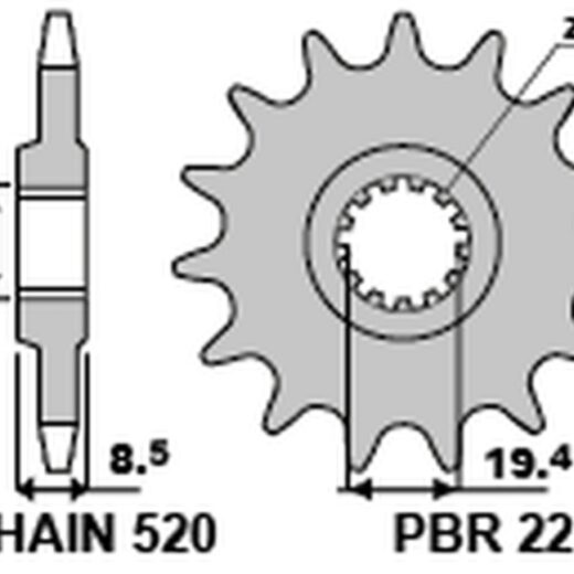Piñón PBR acero estándar 2299 - 520