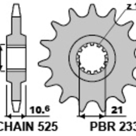 Piñón PBR acero estándar 2331 - 525
