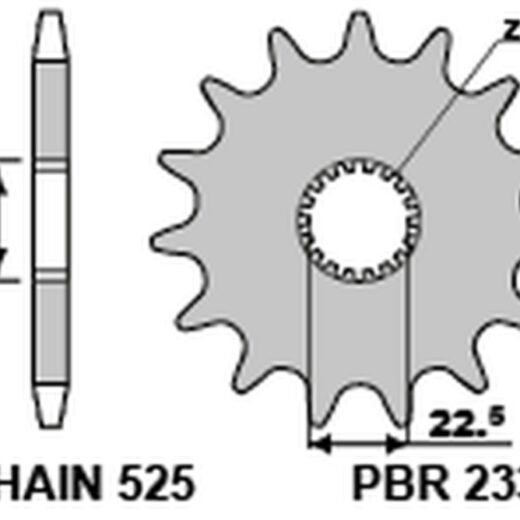 Piñón PBR acero estándar 2332 - 525