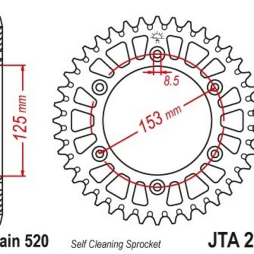 Corona JT Aluminio negro JT 210 con 40 dientes