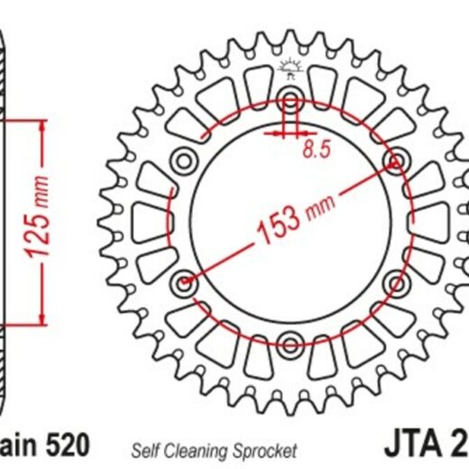 Corona JT Aluminio negro JT 210 con 42 dientes