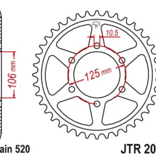 Corona JT 2020 de acero con 41 dientes paso 520 autolimpiable