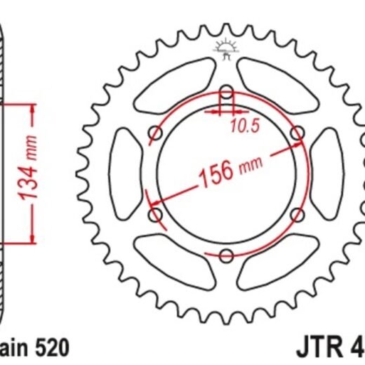 Corona JT 472 de acero con 48 dientes