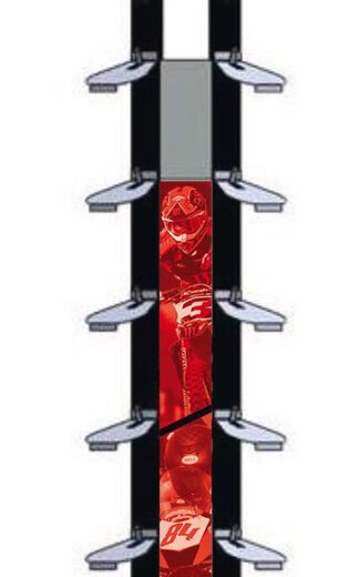 Expositor BELL 10 cascos - 600 x 500 x H2100MM Cartón (Pequeño) 2/2 (Forma pack con 980771)