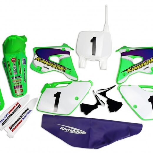 Kit UFO de Plástica y Kit de adhesivos Emig Team Usa Replica Kawasaki KX125 250