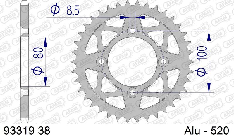 Corona trasera AFAM 520 aluminio UL HA 93319