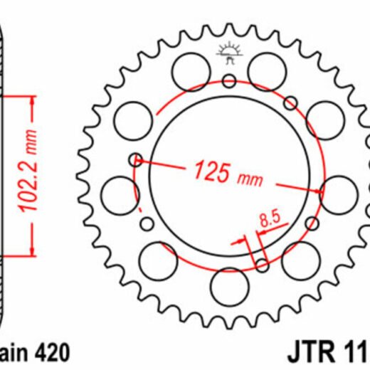 Corona trasera JT SPROCKETS 420 acero ST 1132