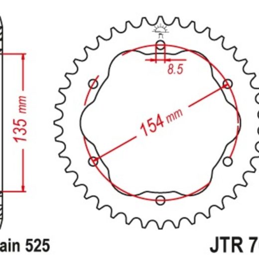 Corona JT SPROCKETS acero estándar 761 - Paso 525 - Requiere portacoronas JT SPROCKETS