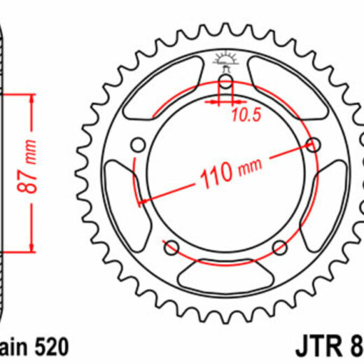 Corona trasera JT SPROCKETS 520 acero ST 823