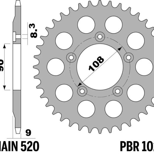 Corona PBR acero C45 estándar 1026 - 520
