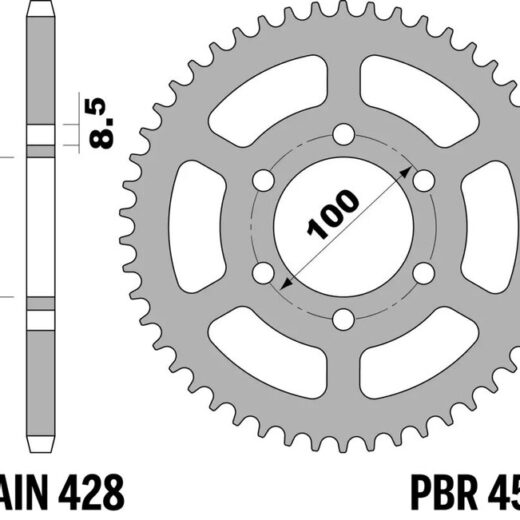 Corona trasera PBR 428 acero ST 4513