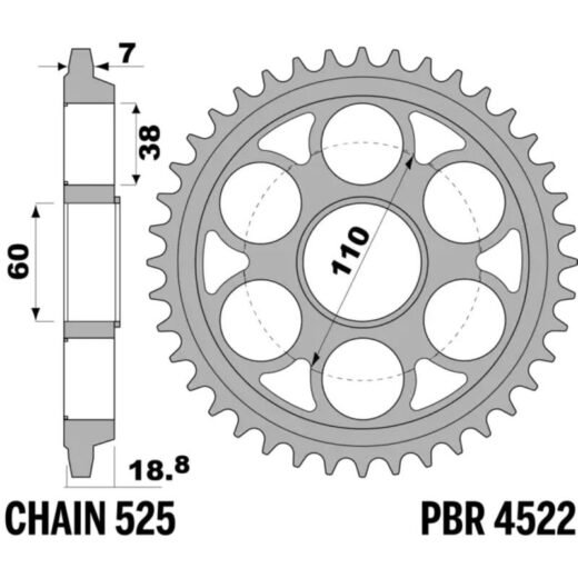 PBR RR SPROC 525 ALU UL HA 4522,