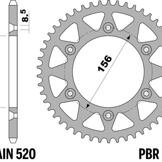 Corona trasera PBR 520 aluminio UL 702