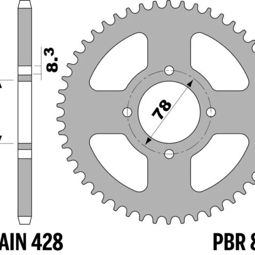 Corona trasera PBR 428 acero ST 810