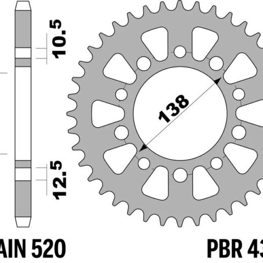 Corona trasera PBR 520 acero ST 4384