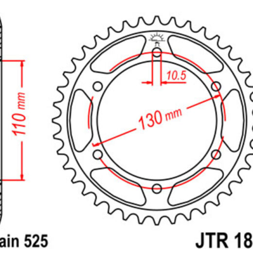 Corona trasera JT SPROCKETS 525 acero ST 1876