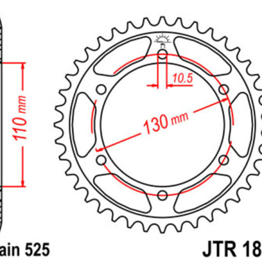 Corona trasera JT SPROCKETS 525 acero ST 1876